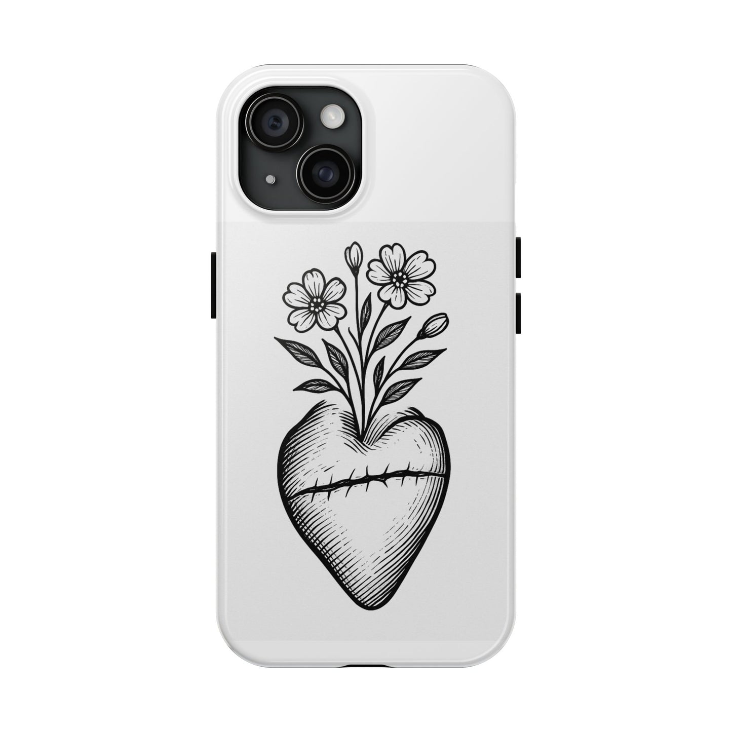 Floral Heart Tough IPhone15 Case
