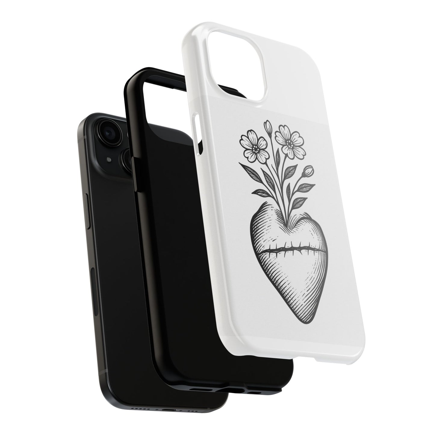 Floral Heart Tough IPhone15 Case