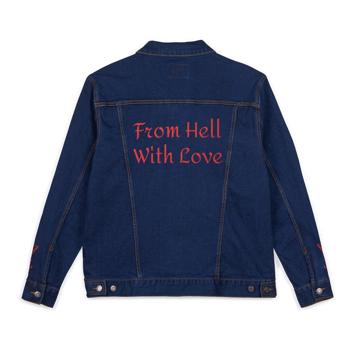 Embroidered Denim Jacket - 'I Choose to Stay' & 'From Hell With Love'