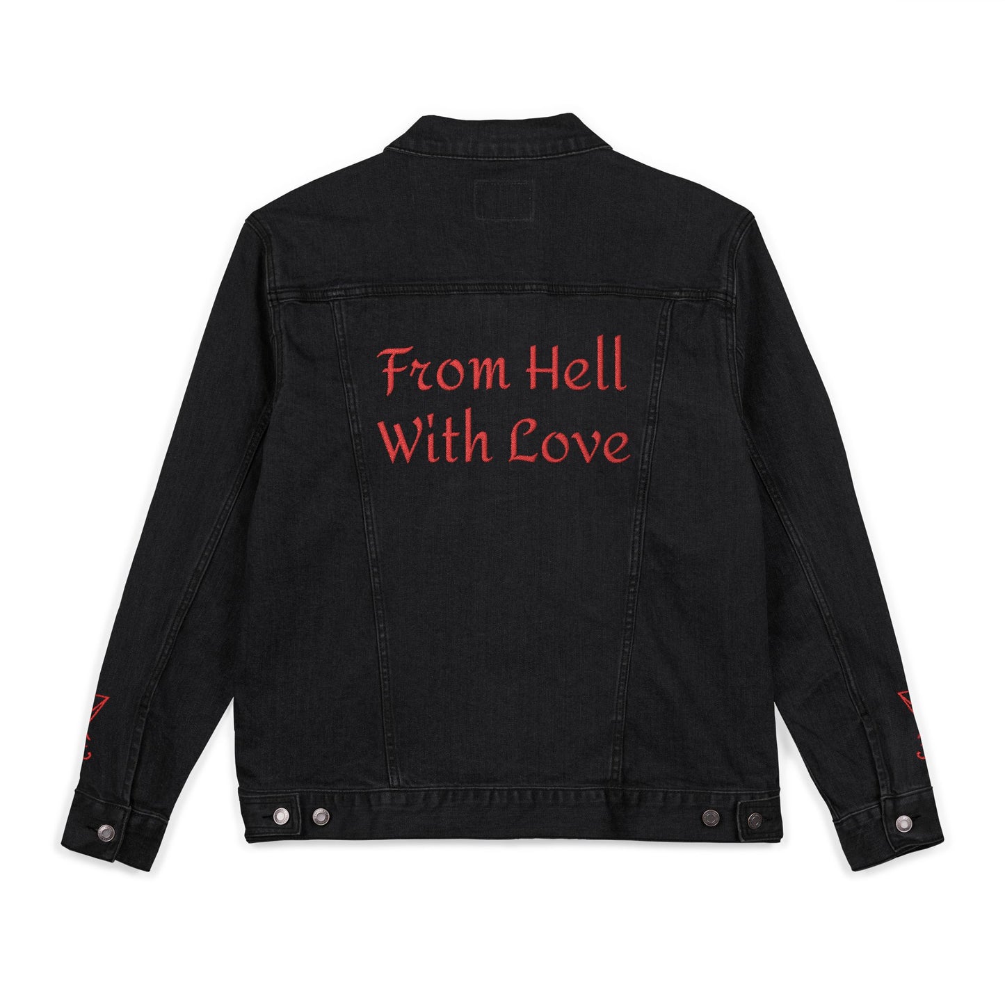 Embroidered Denim Jacket - 'I Choose to Stay' & 'From Hell With Love'