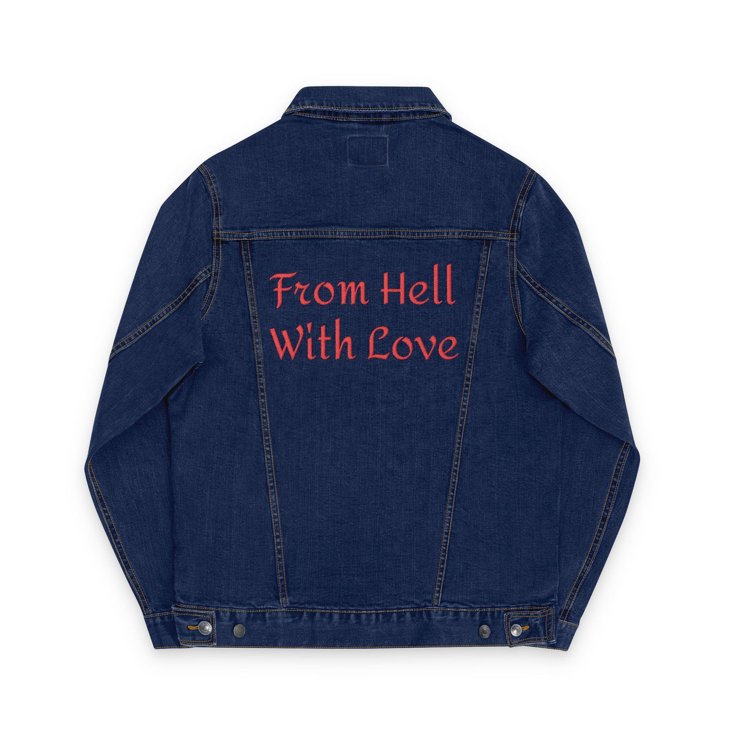 Embroidered Denim Jacket - 'I Choose to Stay' & 'From Hell With Love'