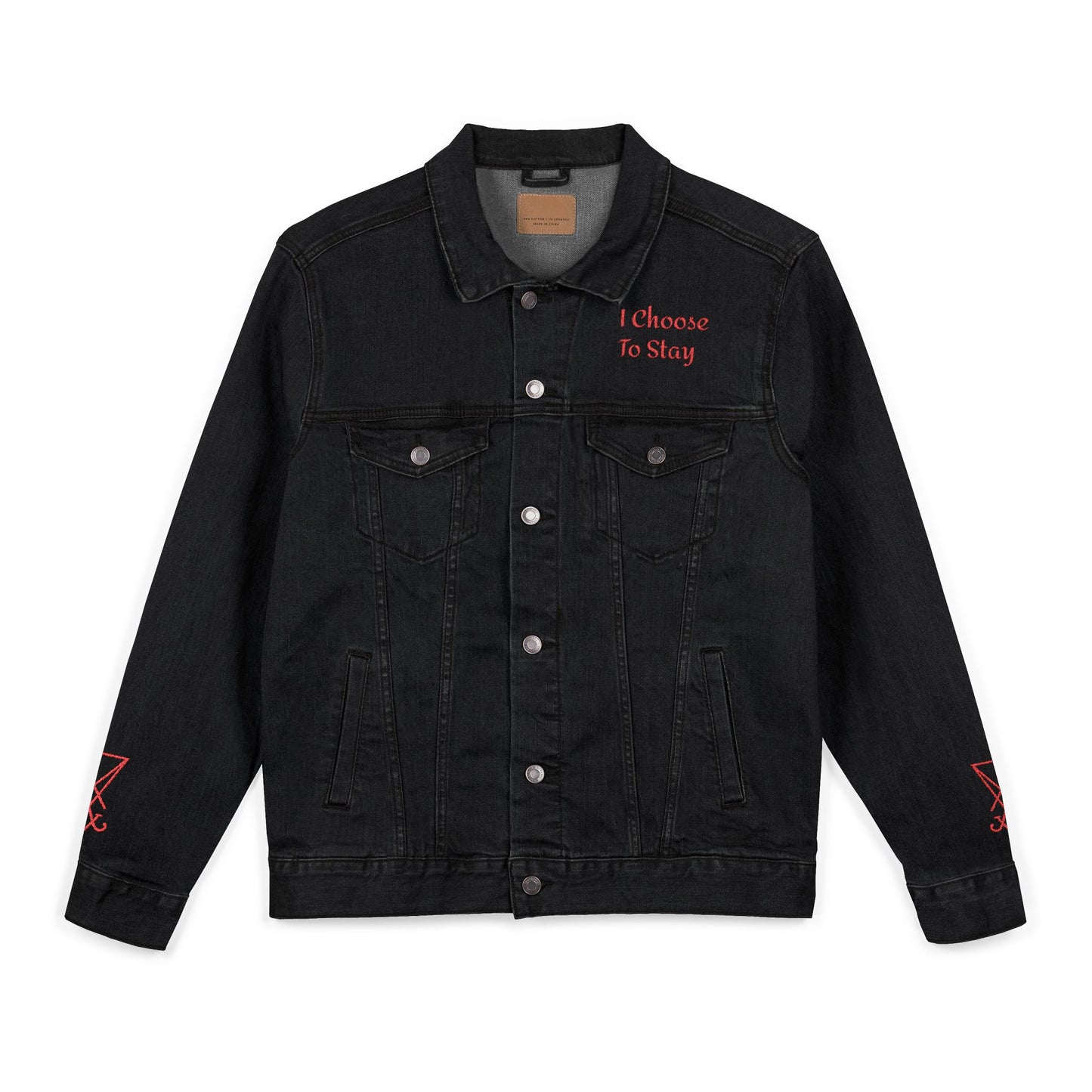 Embroidered Denim Jacket - 'I Choose to Stay' & 'From Hell With Love'