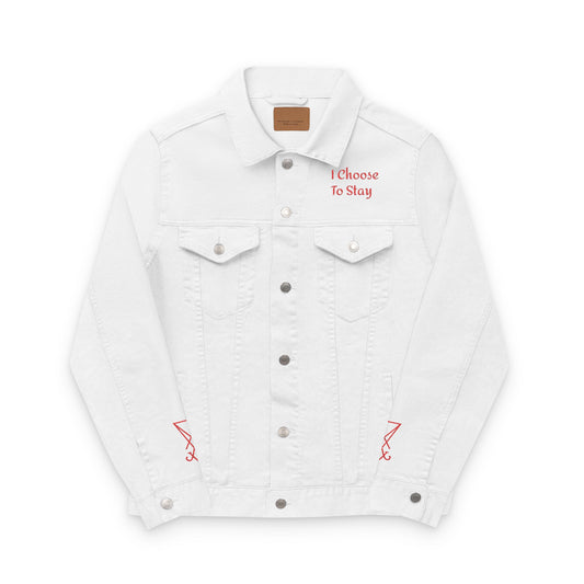 Embroidered Denim Jacket - 'I Choose to Stay' & 'From Hell With Love'