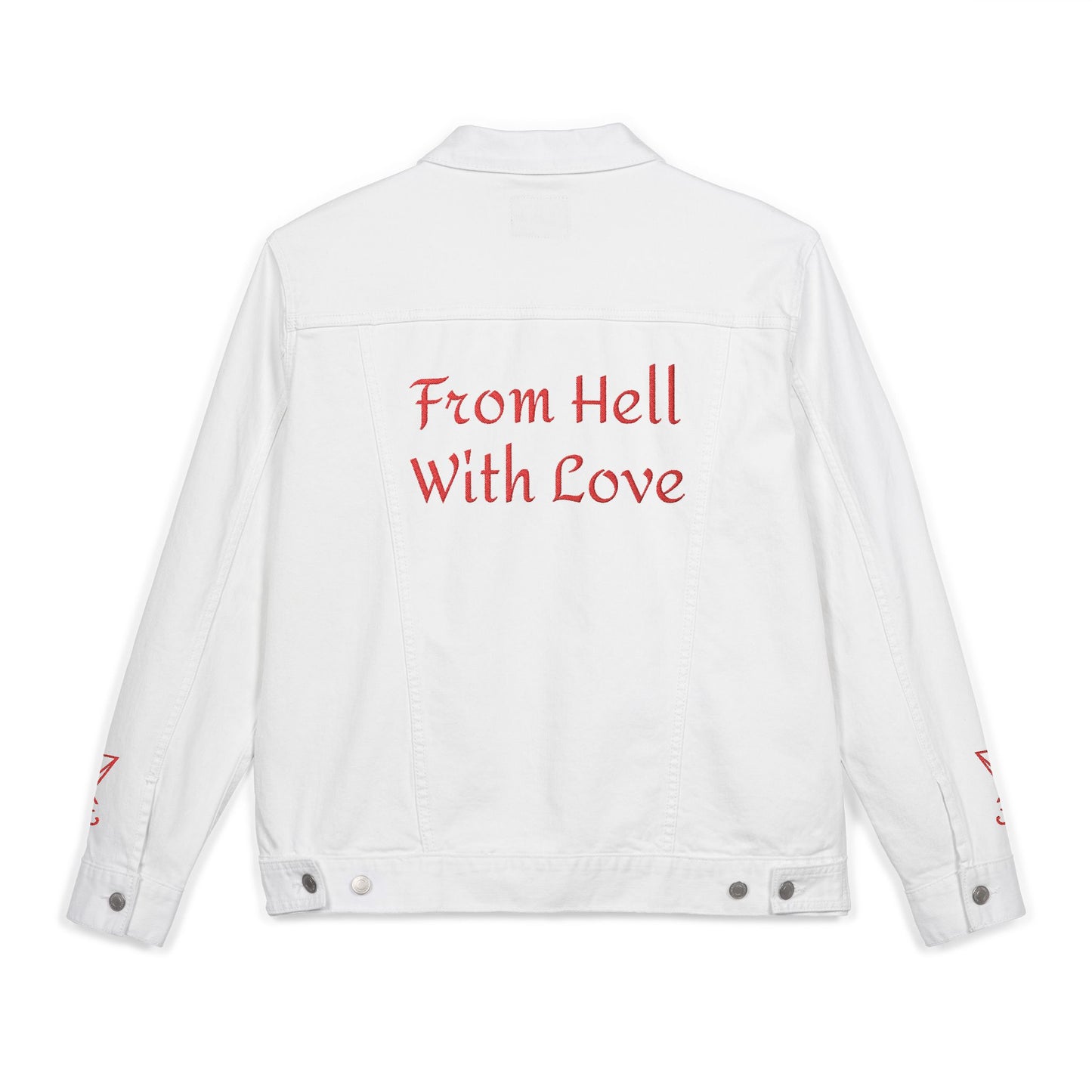 Embroidered Denim Jacket - 'I Choose to Stay' & 'From Hell With Love'