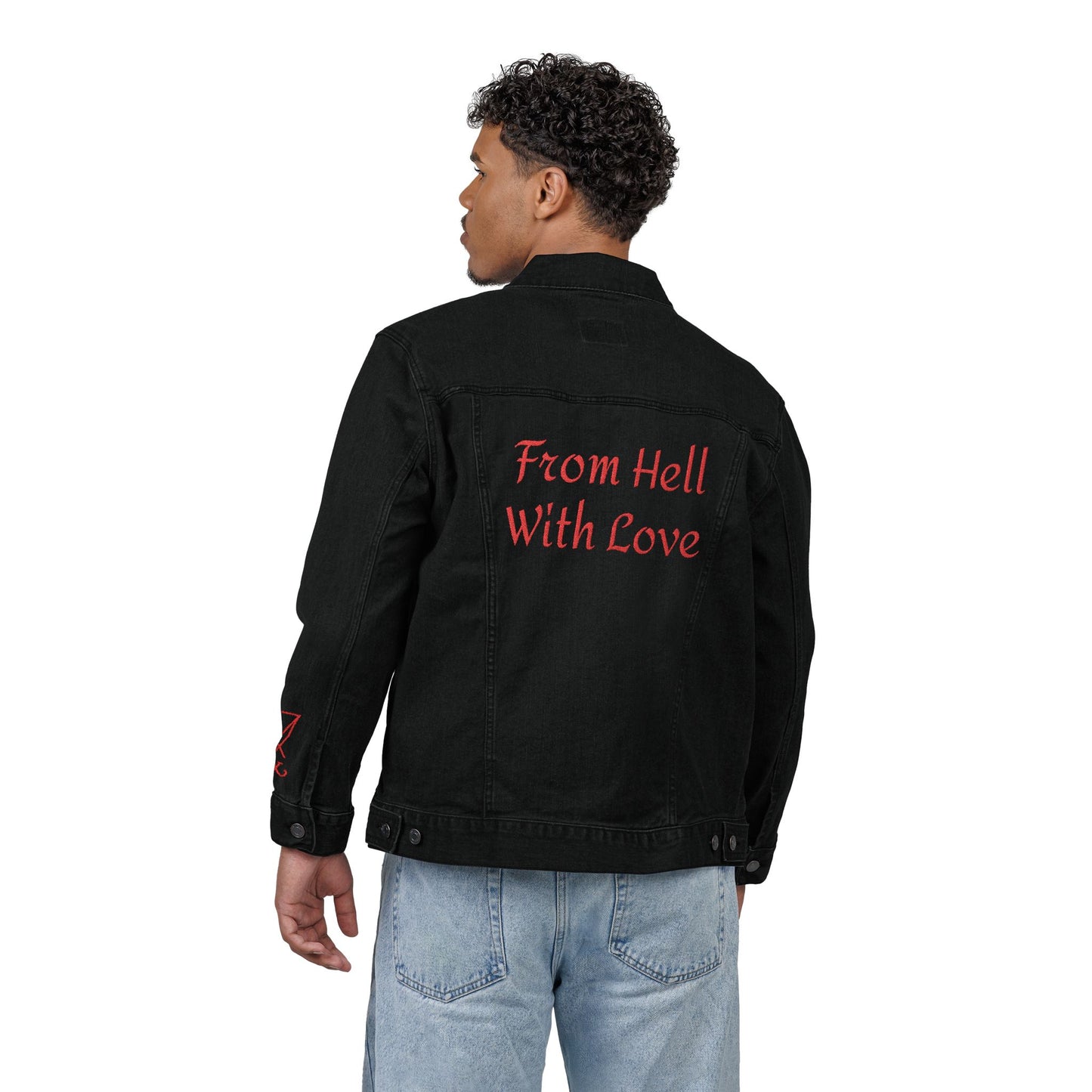Embroidered Denim Jacket - 'I Choose to Stay' & 'From Hell With Love'